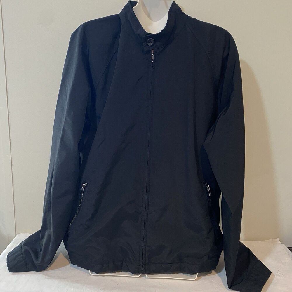 VINTAGE St Johns Bay Jacket Mens L Water Repellant Black Bomber Full Zip Lined